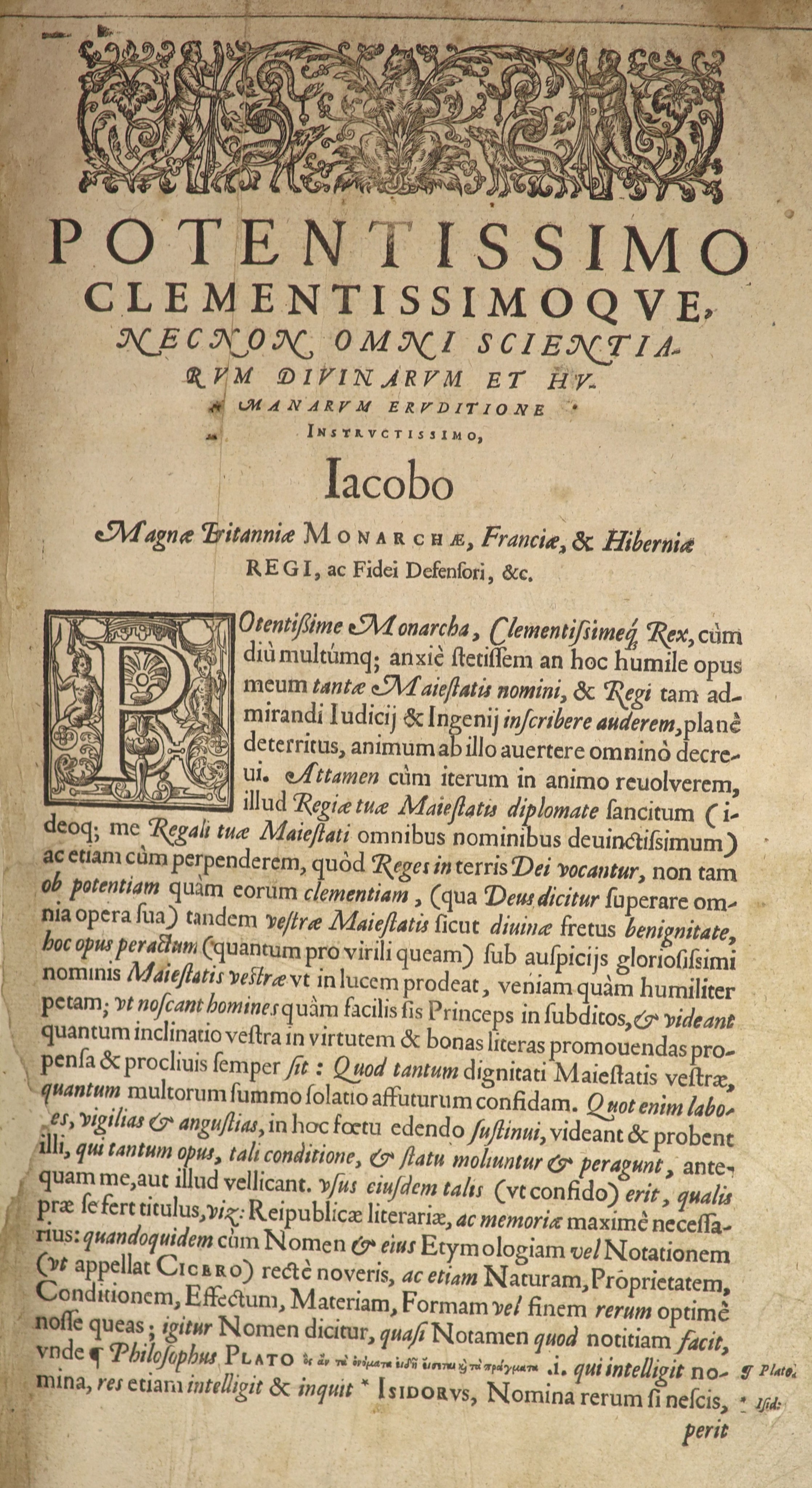 [Minsheu, John Hegemon eis tas Glossas ... the Guide into Tongues ...] i.e. lacks title. engraved head and tailpiece decorations, decorated initial letters, Vocabularium decorated